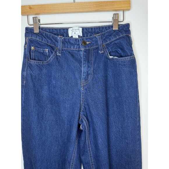 Kate Spade Denim Straight Leg Wide Cuff Jeans Cotton Dark Wash Sz 2 - Picture 3 of 12